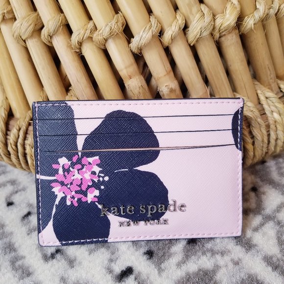Small Slim Card Holder Kate Spade Grand Flora Pink
